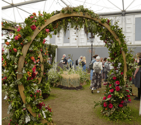 Floral moon gate at RHS Chelsea Flower Show
