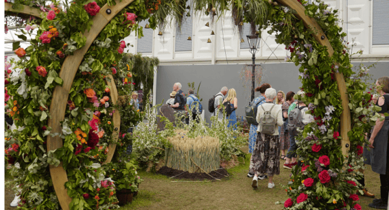 Floral moon gate at RHS Chelsea Flower Show