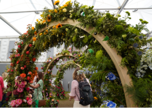 Walkway of floral moon gates