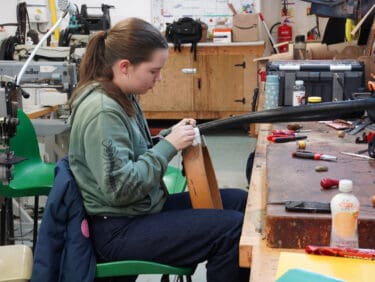 Sophia working towards her Worshipful Company of Cordwainers’ Diploma in Saddle, Harness and Bridle Making