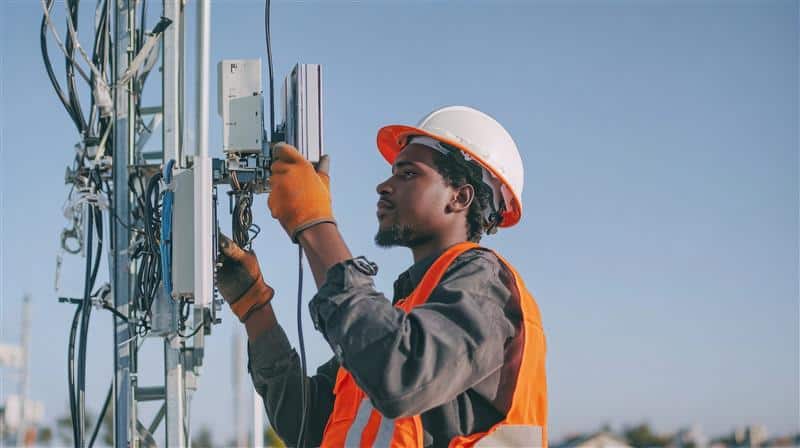 Man checking a landscape outdoors