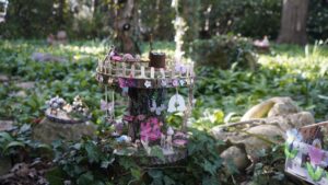 A beautiful, handcrafted fairy house made by pupils from Capel Manor Primary School.