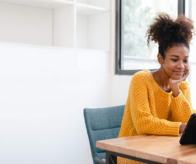 Girl learning on a laptop