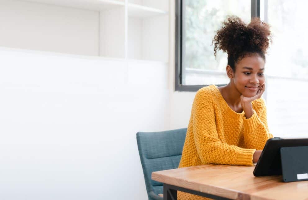 Girl learning on a laptop