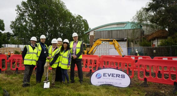 Represenatives from Capel Manor College, TJ Evers and Fusion at the breaking ground ceremony for Capel Manor College's Enfield Campus