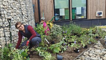 Horticulture students and staff planting mew garden at Capel Manor College's Mottingham Campus