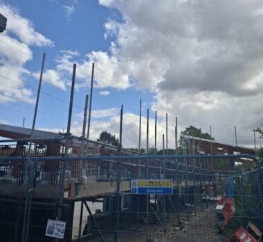 Steel frame at Enfield Campus. Capel Manor College