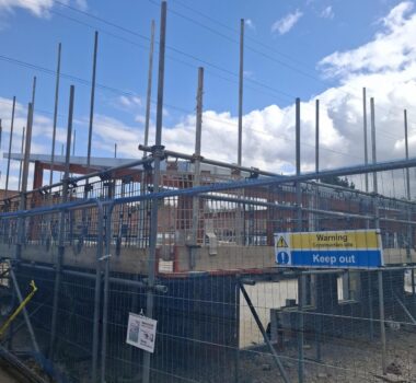 Steel frame at Enfield Campus. Capel Manor College