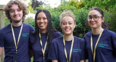 A group of students at Capel Manor College in London, posing for a photo.